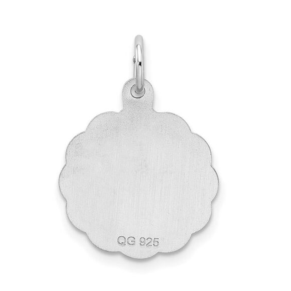 Sterling Silver, Sarah Collection 15mm Brocaded Disc Initial H Pendant - Picture 3 of 5